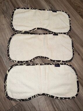 Bebe au Lait Cream Burp Cloths with Brown Patterned Trim - Set of 3